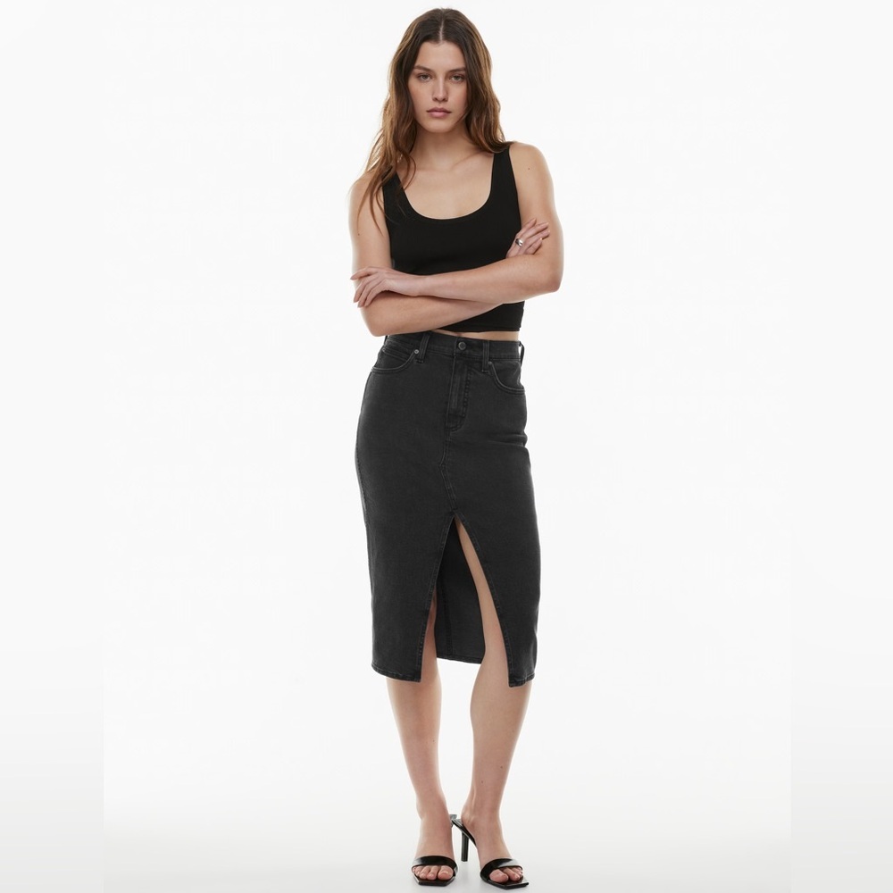 Aritzia Denim Forum The '90s Halle High-rise Denim Pencil Maxi Skirt.
